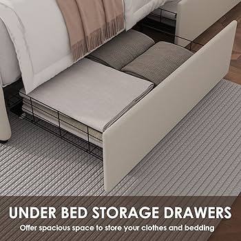 Amazon.com: Full Size Bed Frame with 4 Storage Drawers and